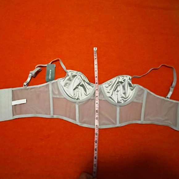 Light gray silvery satin and mesh balconette bra bralette corset NWT - Picture 9 of 9